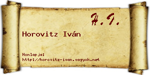 Horovitz Iván névjegykártya
