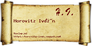 Horovitz Iván névjegykártya